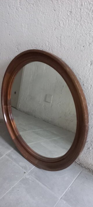Espejo Ovalado Madera Marrón