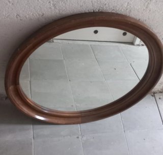 Espejo Ovalado Madera Marrón