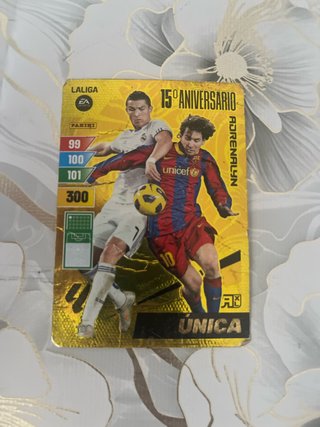 Cromo de messi y cristiano 15 aniversario