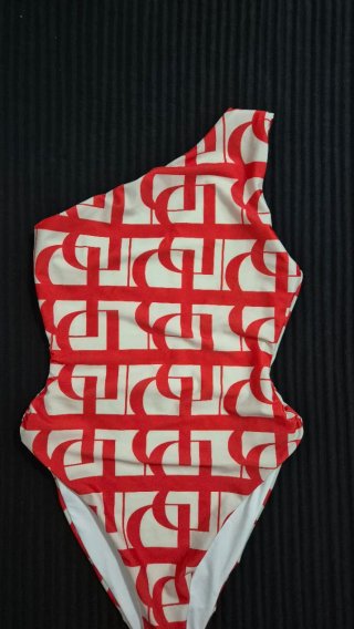 Fato de Banho S Bege/Vermelho