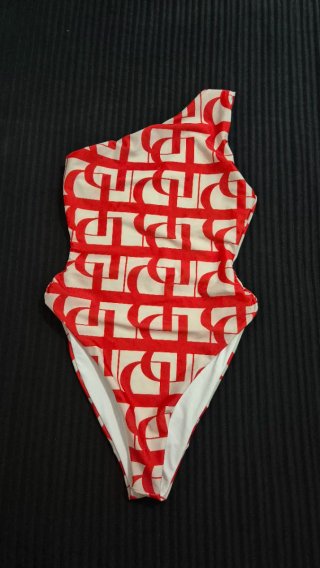 Fato de Banho S Bege/Vermelho