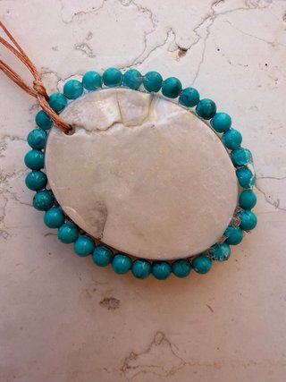 Collana Cameo Gesso Turchese Perle