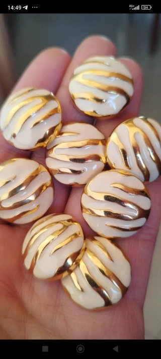 6 Bottoni Gioiello Vintage Panna & Oro