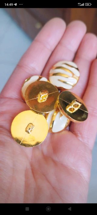 6 Bottoni Gioiello Vintage Panna & Oro