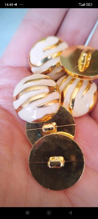 6 Bottoni Gioiello Vintage Panna & Oro
