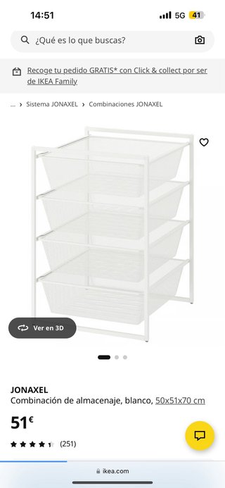 Estructura JONAXEL Cajonera Blanca 50x51x70 cm