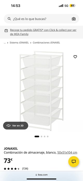 Estructura cajonera Jonaxel, blanco, 50x51x104 cm