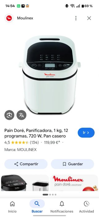 Panificadora Moulinex Pain Doré 1kg, 12 programas.