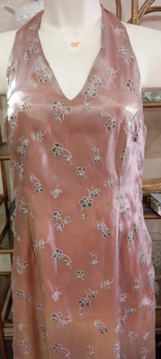 Vestido largo rosa floral Contorno 100 Cintura 86