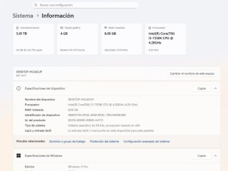 Vendo Ordenador I3-7350K.
