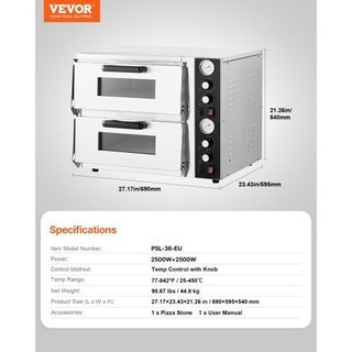 Forno Pizza Elettrico, 18" Doppio Piano Commercial