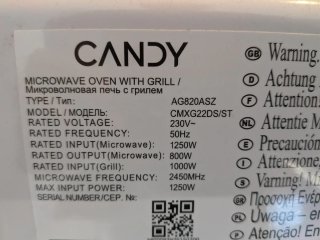 Microonda 22L 800W Candy con Grill 1250W