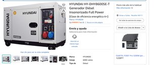 Generador diesel Hyundai HY DHY8600SE-T.