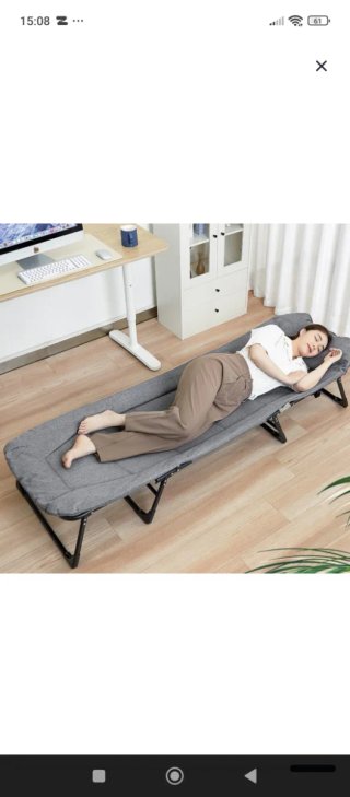 Cama plegable camping acolchada gris