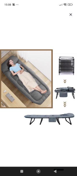 Cama plegable camping acolchada gris