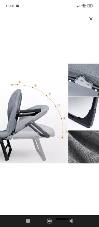 Cama plegable camping acolchada gris