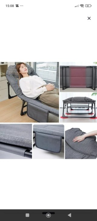 Cama plegable camping acolchada gris