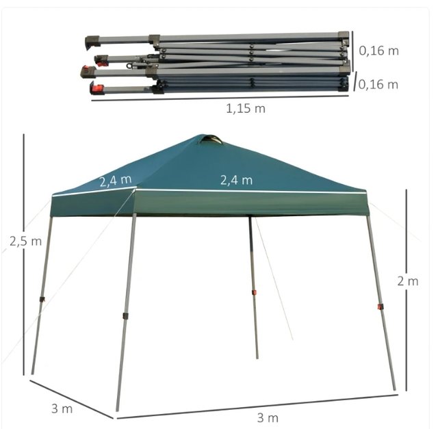 Cenador Plegable 3x3m Carpa de Jardín