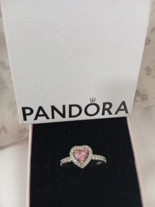 Anillo Pandora Corazón Rosa y Plata