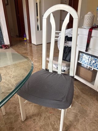 Mesa Cristal y sillas Blanco 6  comensales