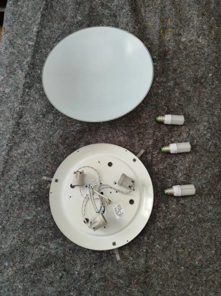Plafón de techo de cristal blanco + 3 bombillas