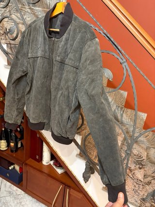 Giacca bomber in vera pelle scamosciata vintage