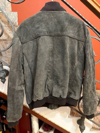 Giacca bomber in vera pelle scamosciata vintage