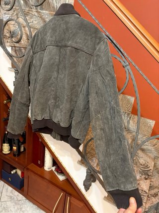 Giacca bomber in vera pelle scamosciata vintage