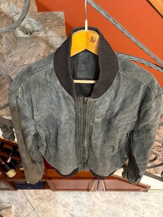 Giacca bomber in vera pelle scamosciata vintage