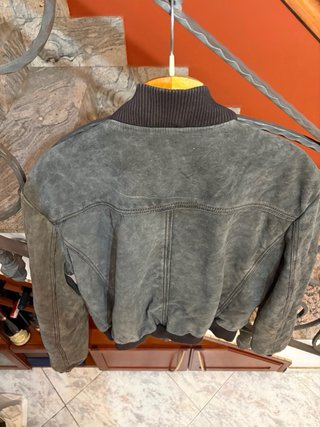 Giacca bomber in vera pelle scamosciata vintage