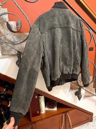 Giacca bomber in vera pelle scamosciata vintage