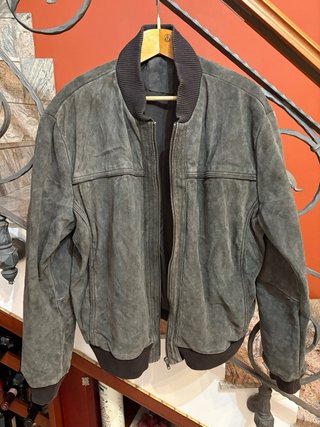 Giacca bomber in vera pelle scamosciata vintage