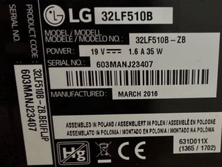 Despiece television LG32LF510B