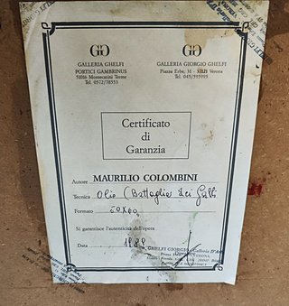 Dipinto Maurilio Colombini "Lotta fra galli"