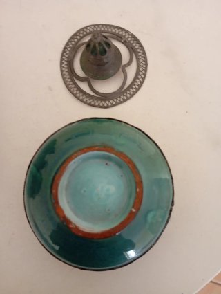 Frasco antiguo Marroquí Fez  Cerámica y Metal