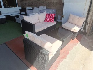 Conjunto Sofá Ratan PE + 2 Sillones + Mesa