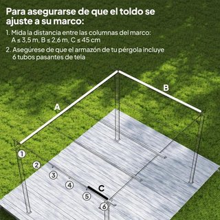 Tela per Pergola Retrattile 4x3 Crema con 10 Drenaggi