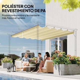 Tela per Pergola Retrattile 4x3 Crema con 10 Drenaggi