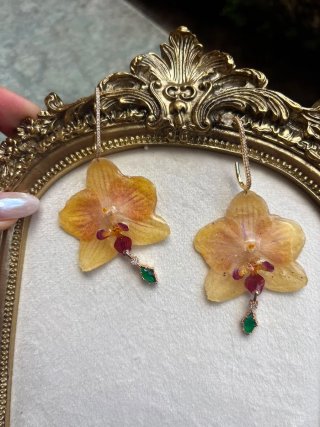 Pendientes Orquídea Natural Amarilla