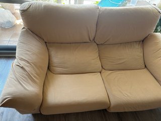 Conjunto 2 sofás reclinables beige desenfundables