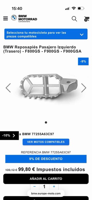 Reposapiés BMW F900 GS Originales