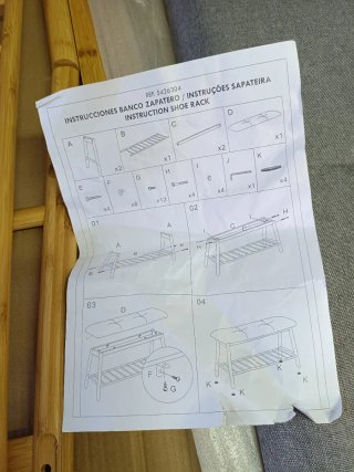 Moa Banco Zapatero en Bambú, 90x30x45 cm