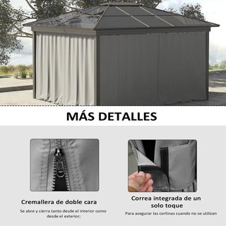 Gazebo 4 Pareti Cenone Grigio Chiaro con Ganci