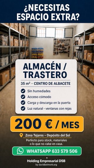 Se alquila trastero deposito sol albacete