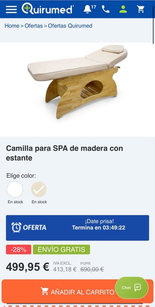 Camilla de madera.