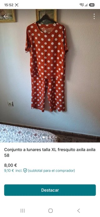 Conjunto fresquito talla xl color caldera