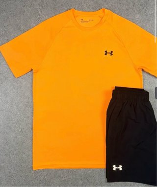Conjunto Under Armour Naranja y Negro M y L