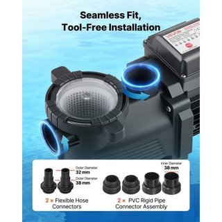 Pompa per piscina, 550W, portata massima 14.000 L/