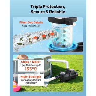 Pompa per piscina, 550W, portata massima 14.000 L/