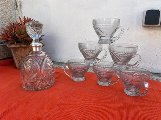 Juego coñac cristal y plata